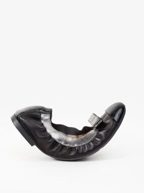 Salvatore Ferragamo Foldable Bow Ballet Flats Travel Shoes Pouch &Box US 7 EU 37